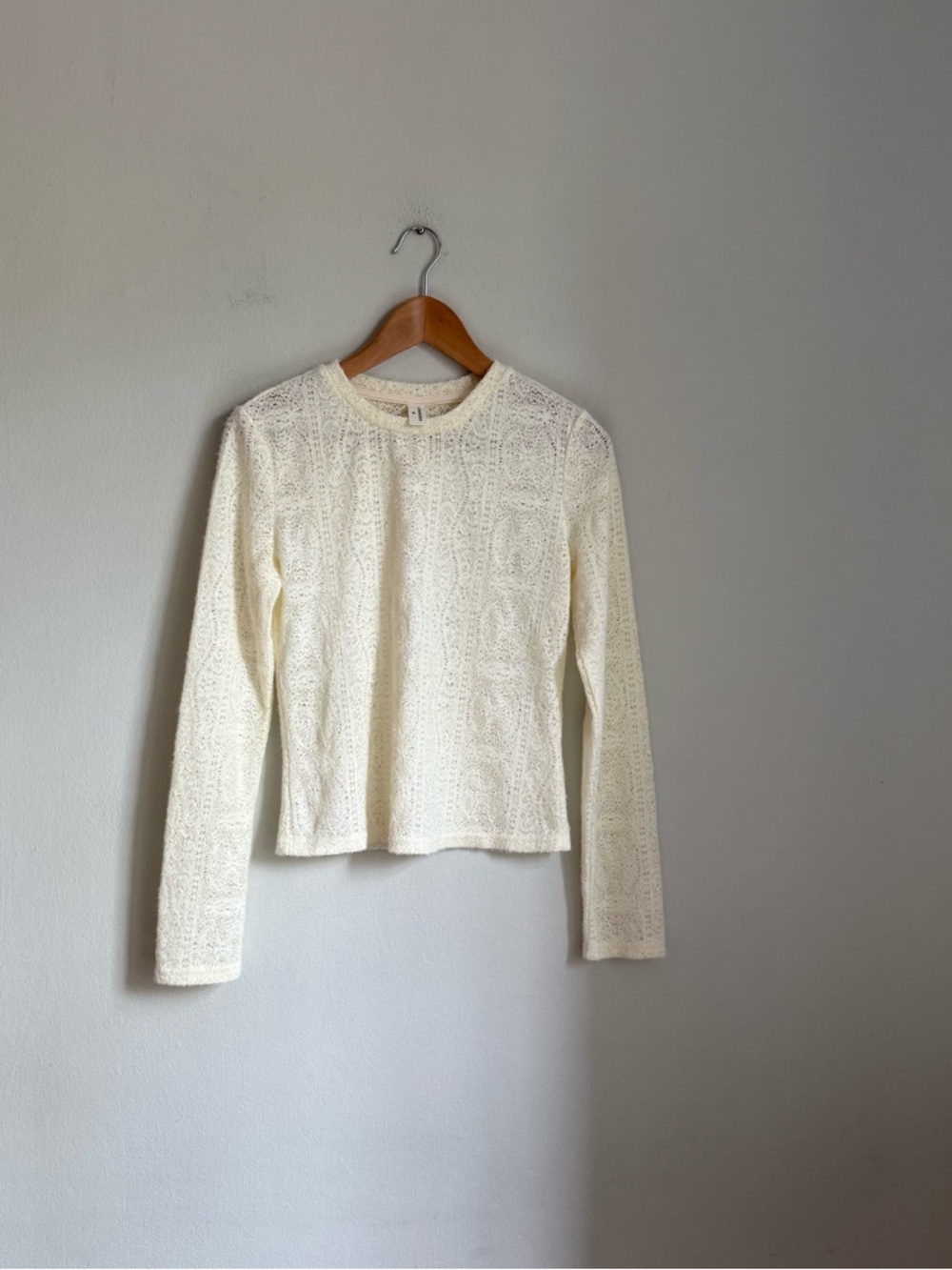 Commense Cream Lace Knit Long Sleeve Sweater Size M Women’s Plover Ivory Crew - Picture 13 of 13